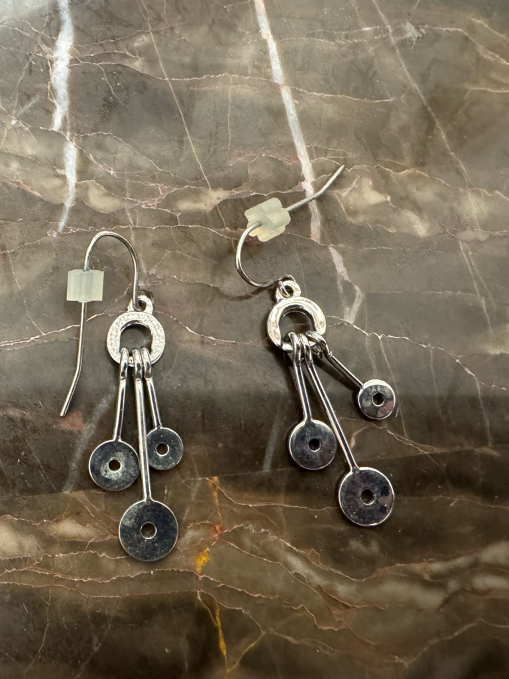 Sterling Silver Dangle Disc Earrings - Silver
